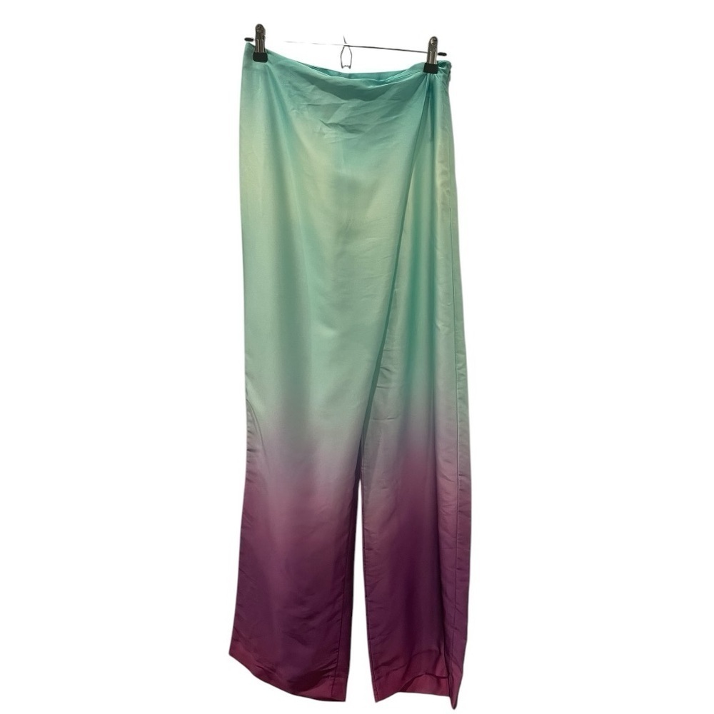 Zara Tie Dye Purple Green Ombre Pareo High Waist Pants.Size S - Picture 6 of 16